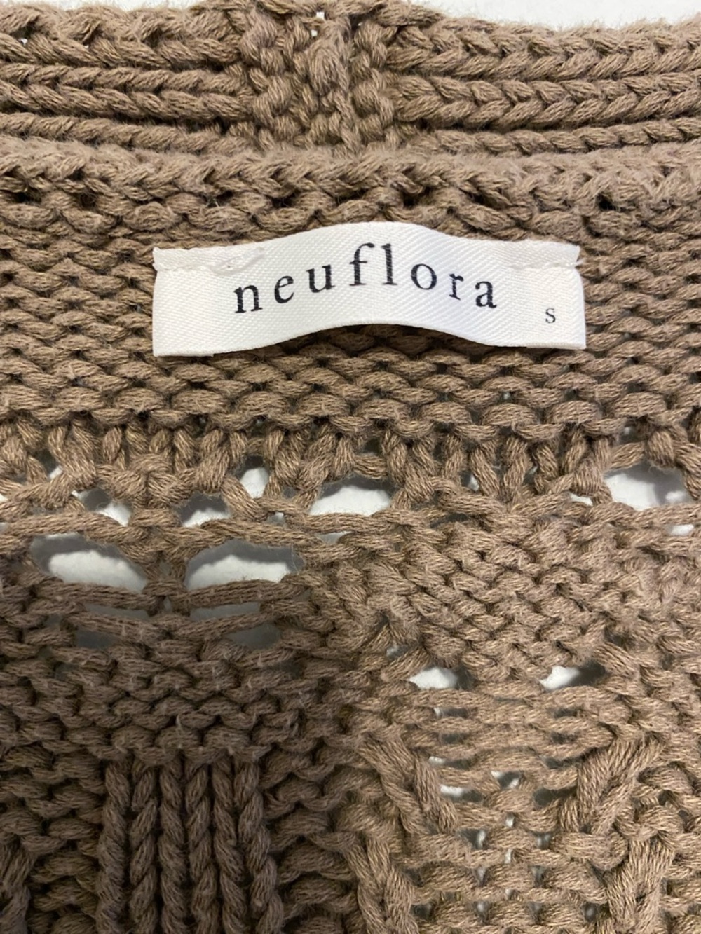 Neuflora Women's Taupe Knit Button-Front Cardigan Sweater, thick fabric - Picture 2 of 7